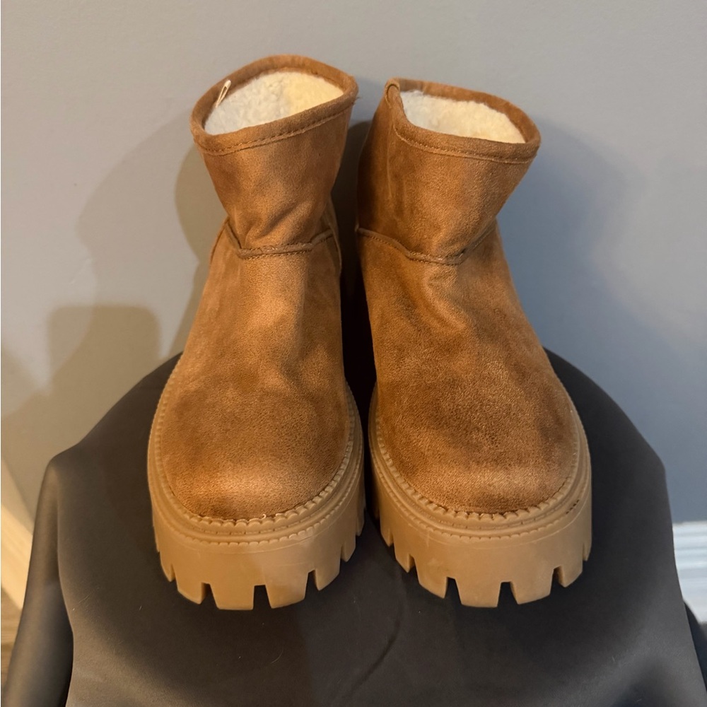Dolce Vita Platform Lonny Ankle Boots Chestnut Tan Sz 7.5